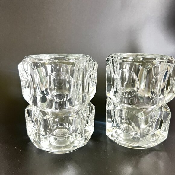 Elements 2 Czech Crystal Votive Candle Holders Bohemian Mid Century Modern - Picture 2 of 10